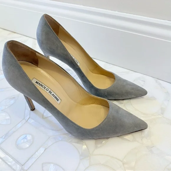 MANOLO BLAHNIK BB 38.5 GRAY SUEDE - Picture 10 of 10